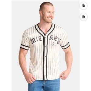 Disney Mickey Mouse Black Striped White Jersey